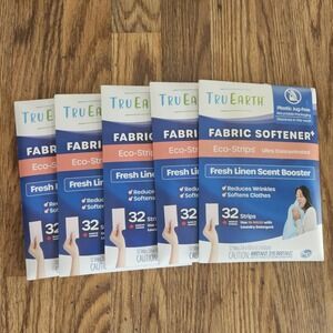 Pack of 5 TruEarth Fabric Softener Ultra Concentrated 32 Eco‎ Strips Fresh Linen